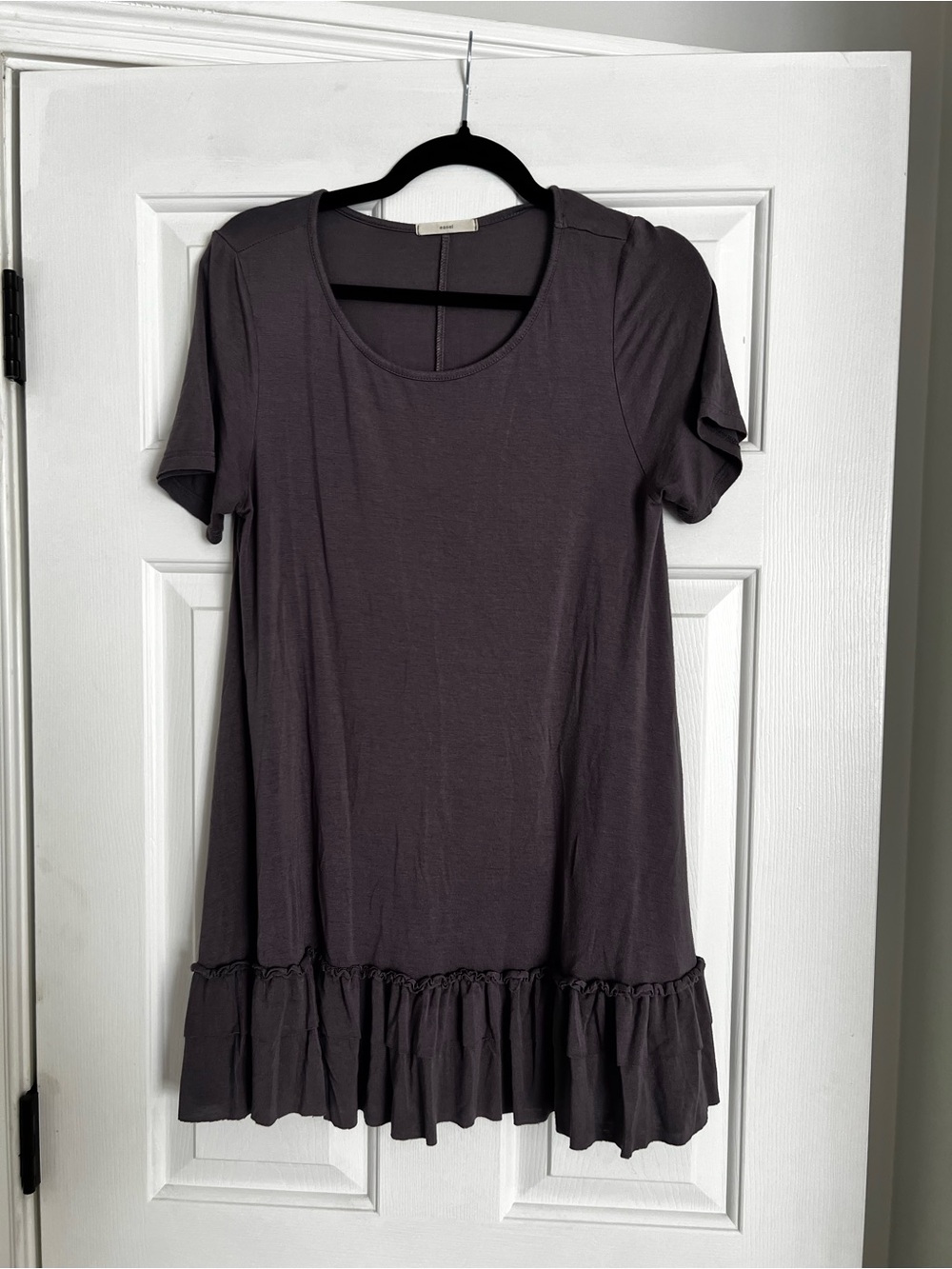easel Short Sleeve Ruffle Hem dress - light purple